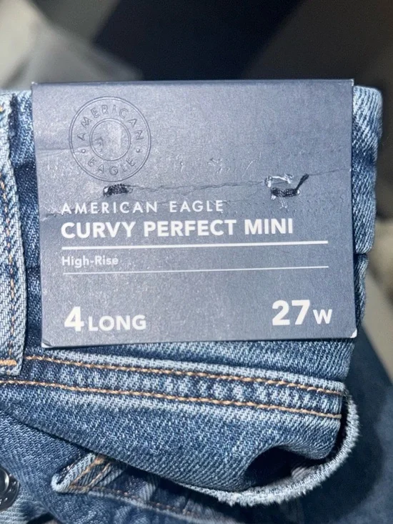 NWT American Eagle Curvy High Rise Mini Skirt Denim Size 4 Long 27W - Picture 11 of 11